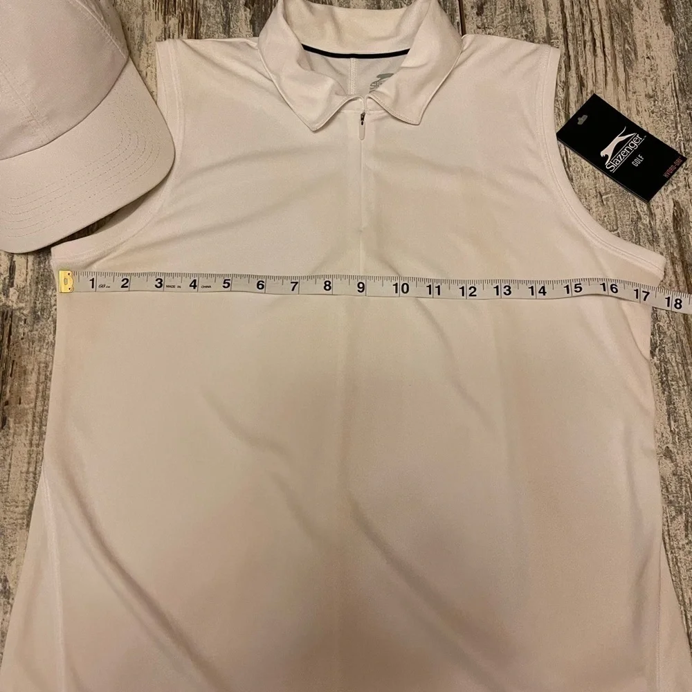 Slazenger Golf Shirt Sleeveless White Small Hat - Picture 3 of 4